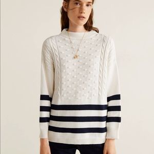 Mango stripes sweater navy white women